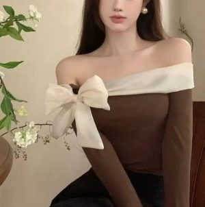 Stilla | Off-Shoulder Bluse mit Langen Ärmeln und Schleife