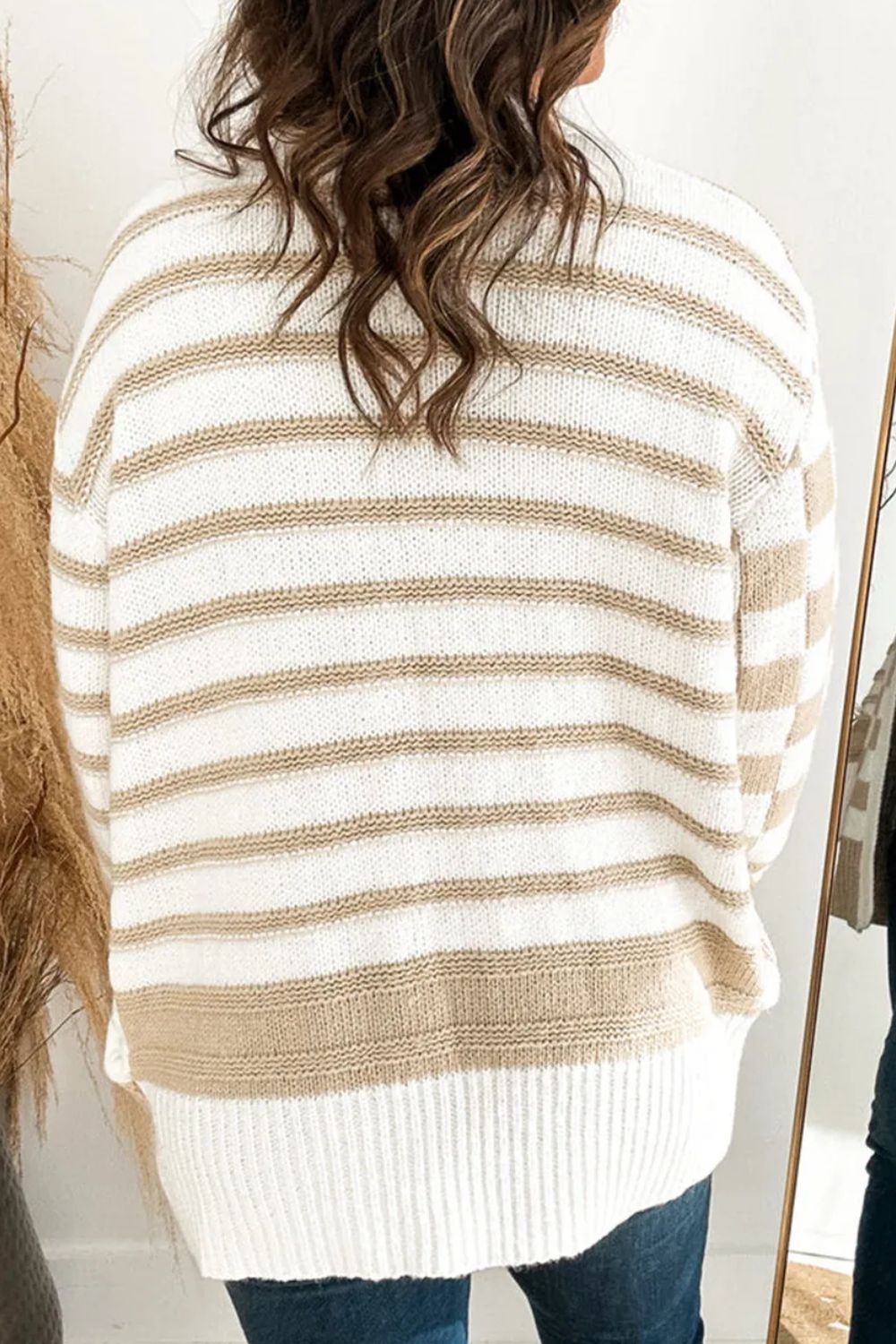 Stilla | Stribet Åben Front Langærmet Cardigan