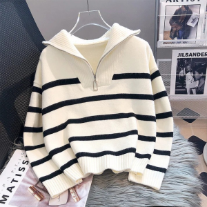 Stilla | Løs sweatshirt med stribet lynlås