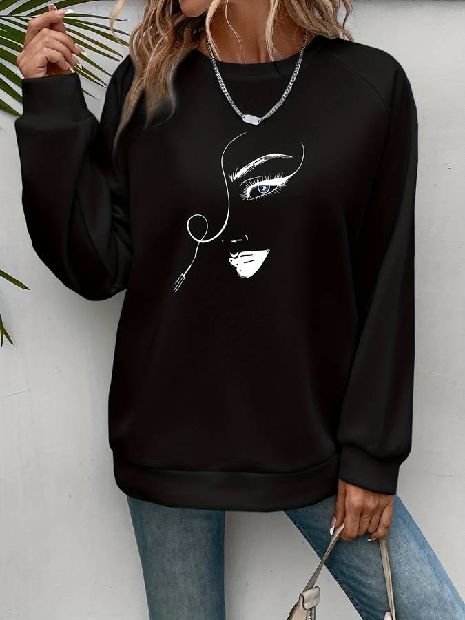 Stilla | Ansigt Trykt Sweatshirt