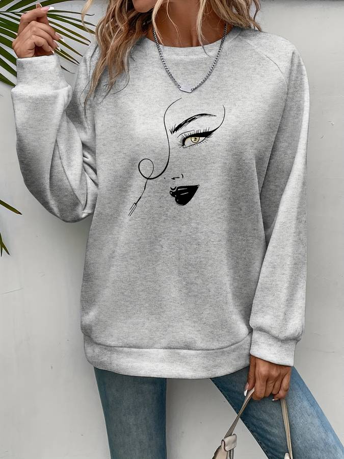 Stilla | Ansigt Trykt Sweatshirt