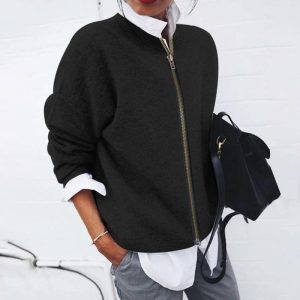 Stilla | Minimalistisk Sort Pullover Med Lange Ærmer