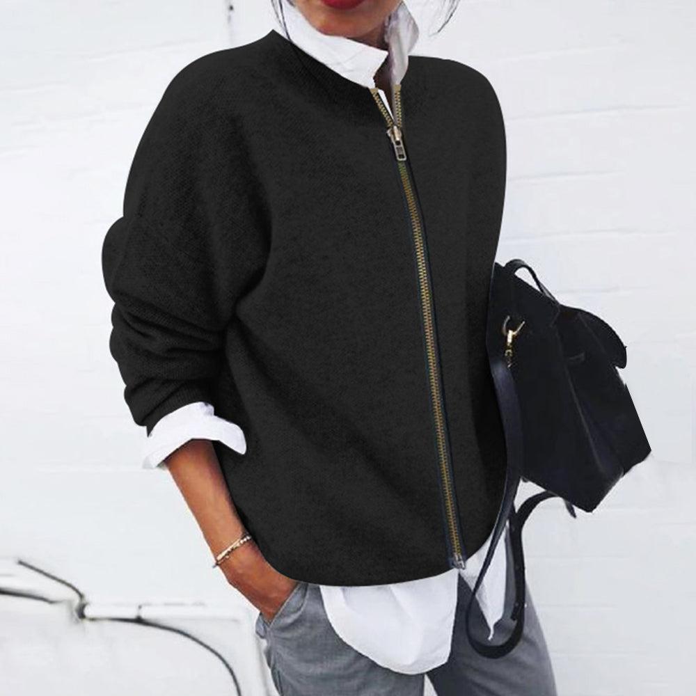 Stilla | Minimalistisk Sort Pullover Med Lange Ærmer