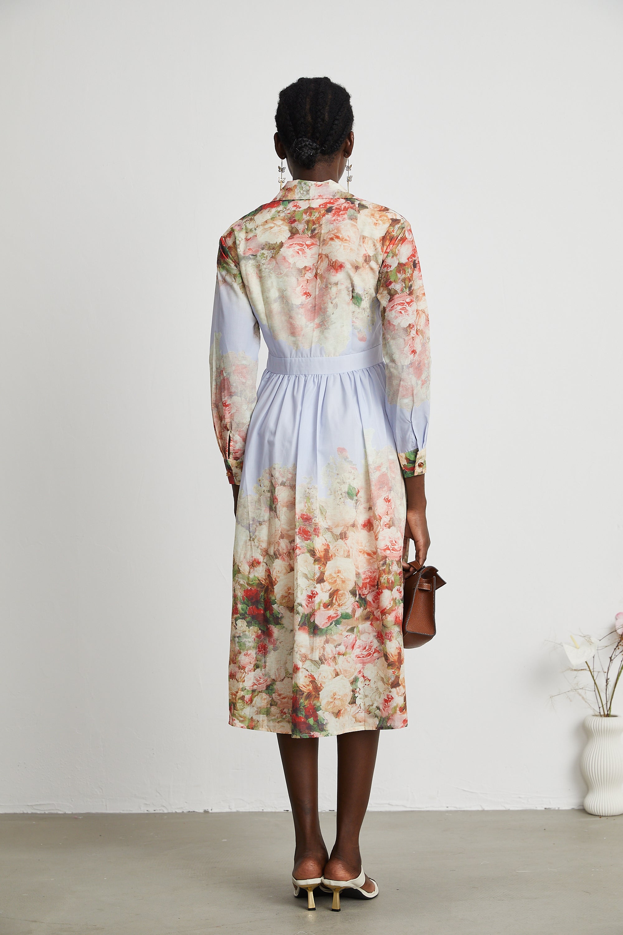 Stilla | Blomster Print Plisseret Midi Kjole