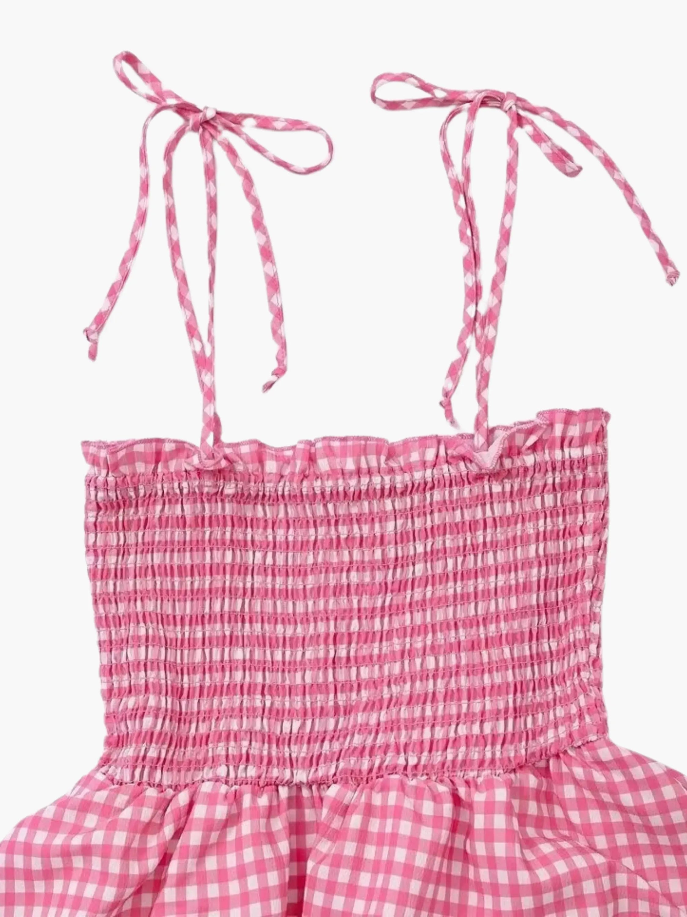 Stilla | Charmerende Rosa Hvid Ternet Sommerkjole