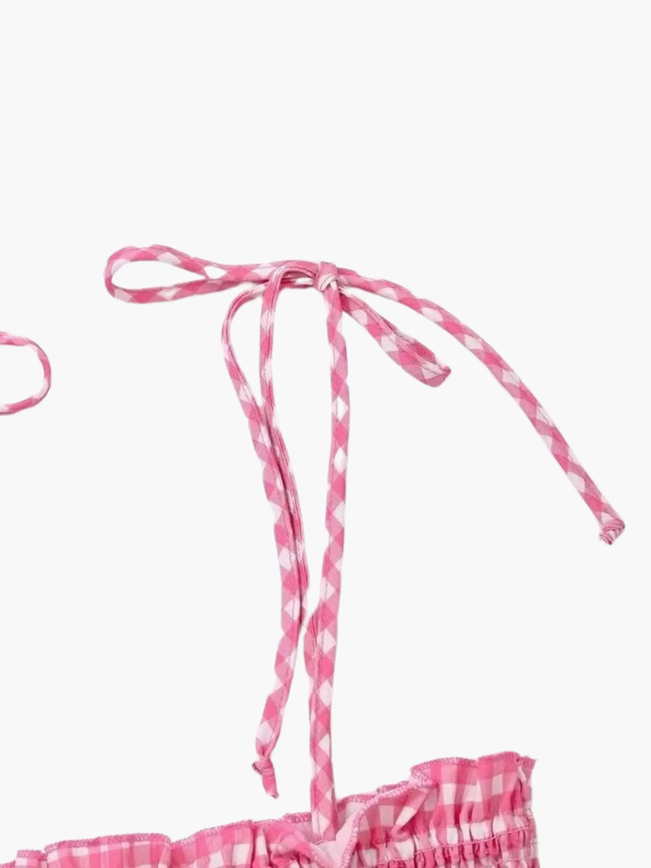Stilla | Charmerende Rosa Hvid Ternet Sommerkjole