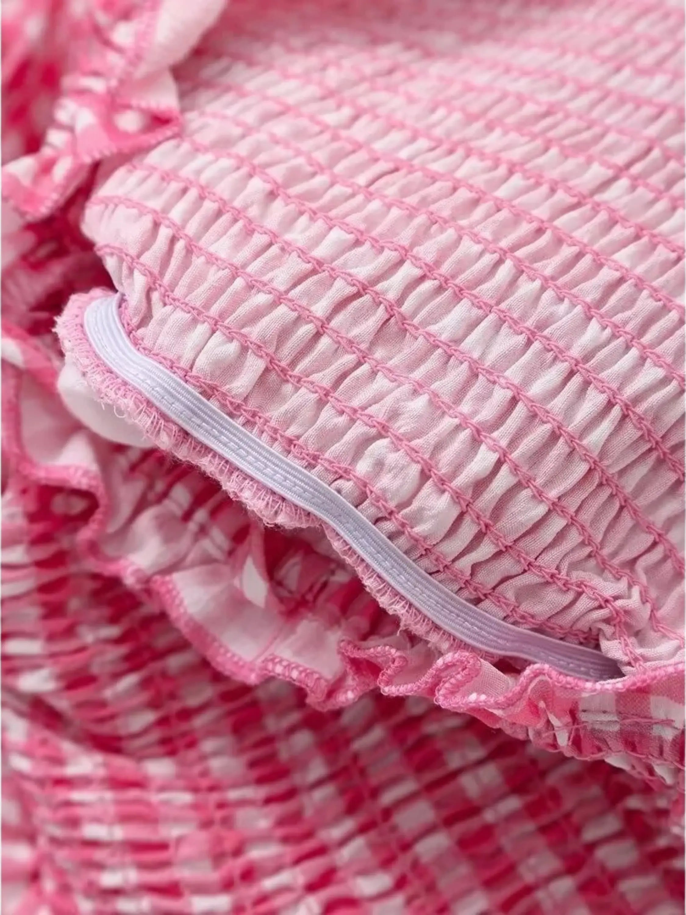 Stilla | Charmerende Rosa Hvid Ternet Sommerkjole