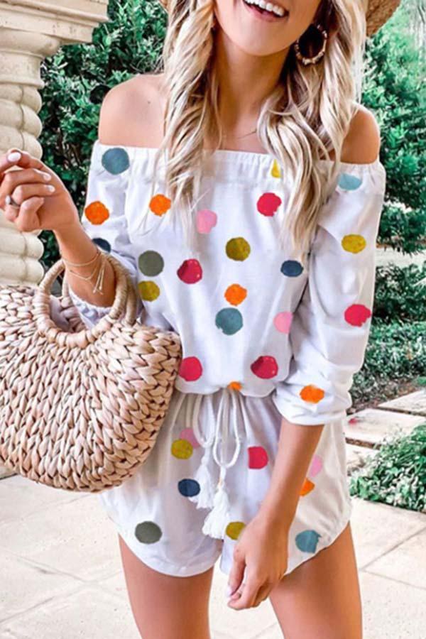 Stilla | Off Shoulder Farve Trykt Romper