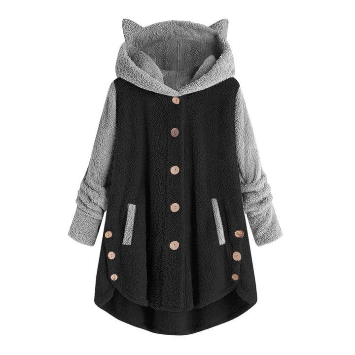 Stilla | Dame Fleece Sweatshirt med Katteører og Kontrastærmer Online Hot Salg