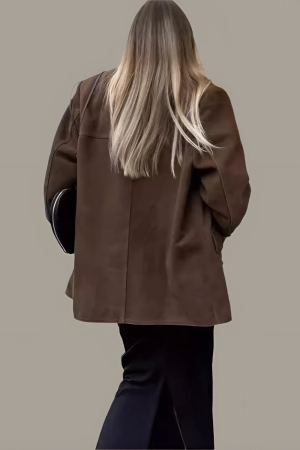 Stilla | Damen Suede Blazer Klassisk & Løs Brun Kvindejakke