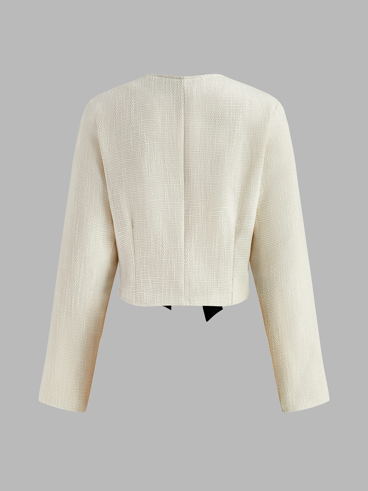 Stilla | Elegant Hvid Tweed Blazer med Sorte Satinsløjfer