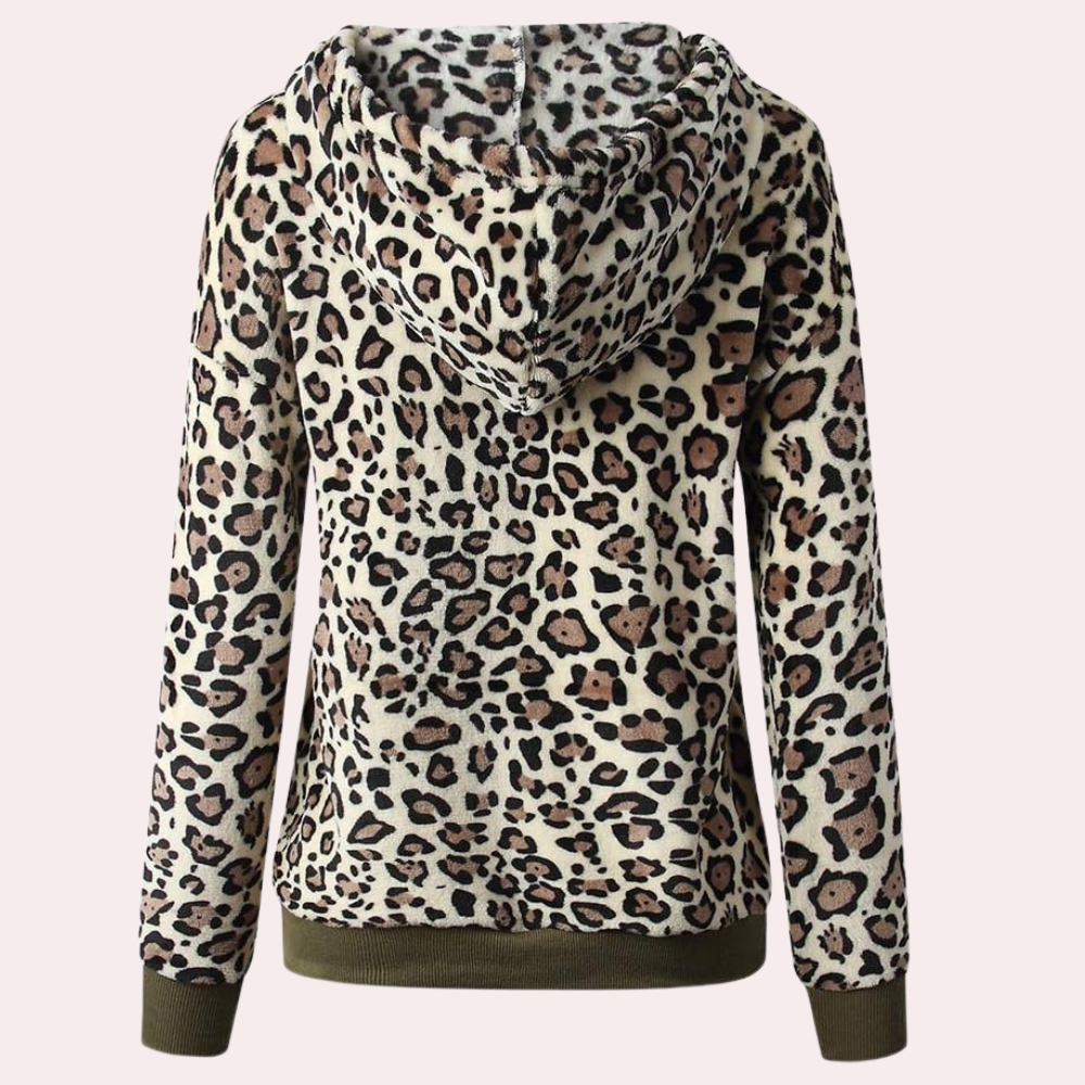 Stilla | Stilet Leopardmønster Vinter Hoodie til Kvinder