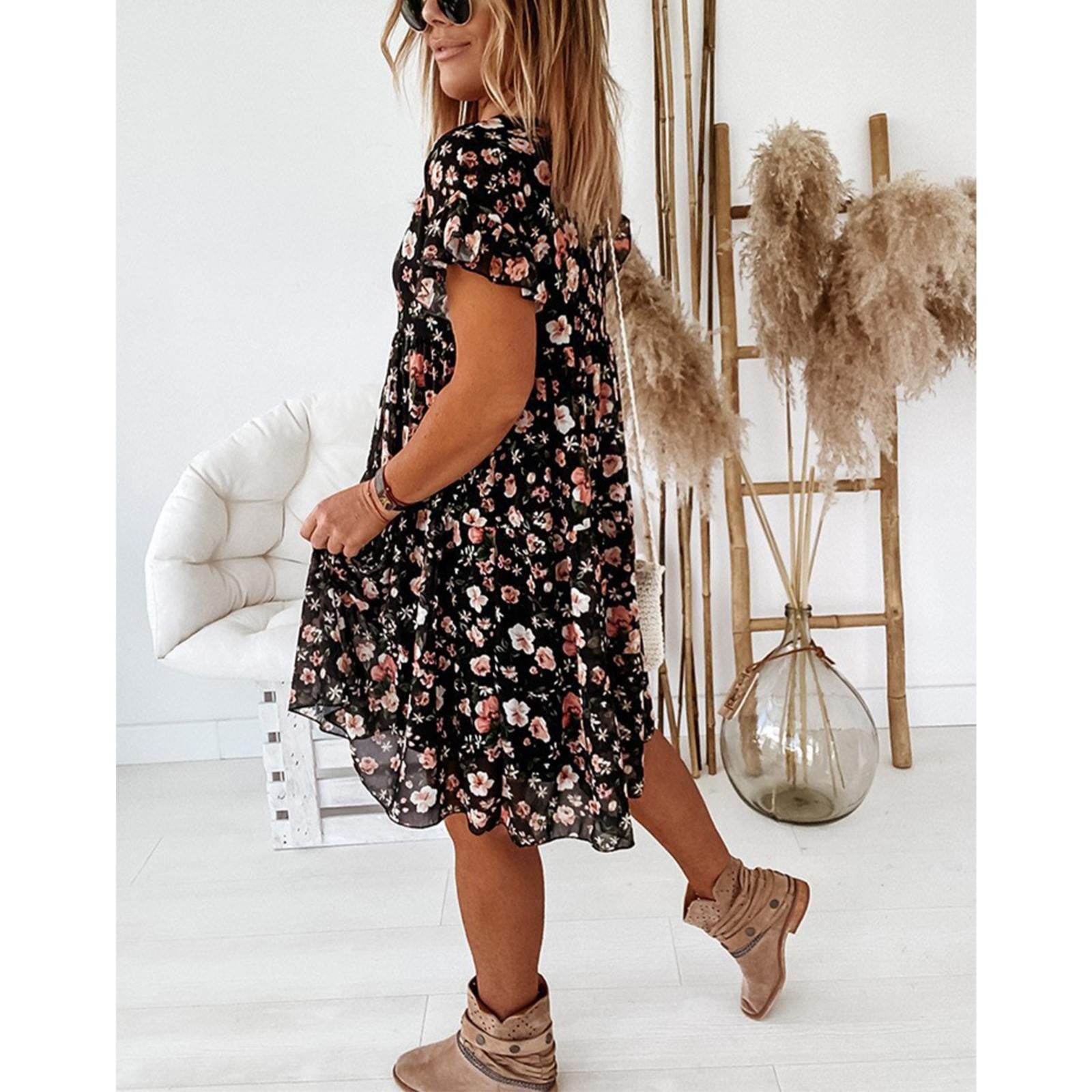 Stilla | Enkel Elegant Blomster Kjole