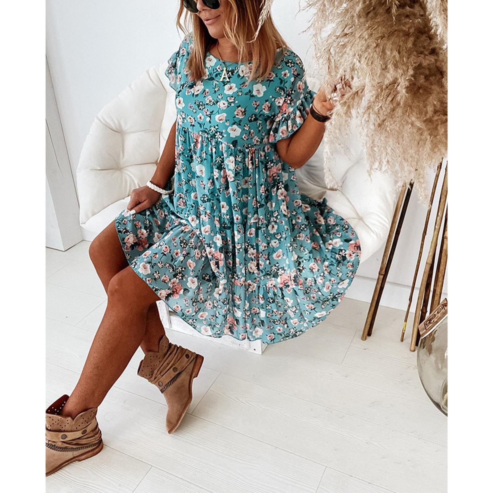 Stilla | Enkel Elegant Blomster Kjole