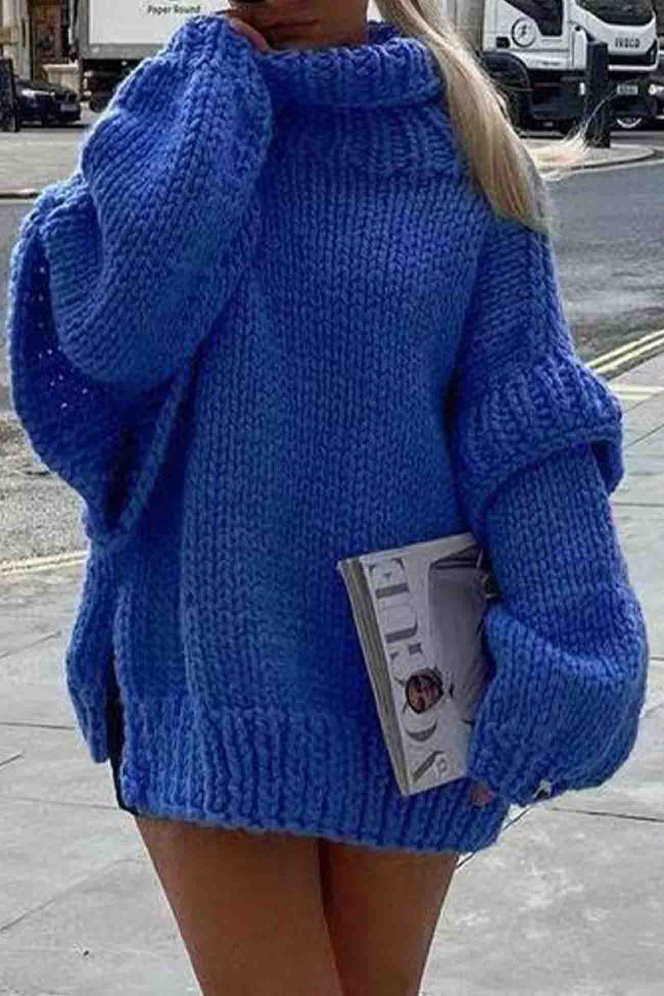 Stilla | Ensfarvet Pullover Med Lange Ærmer Og Pseudokrave