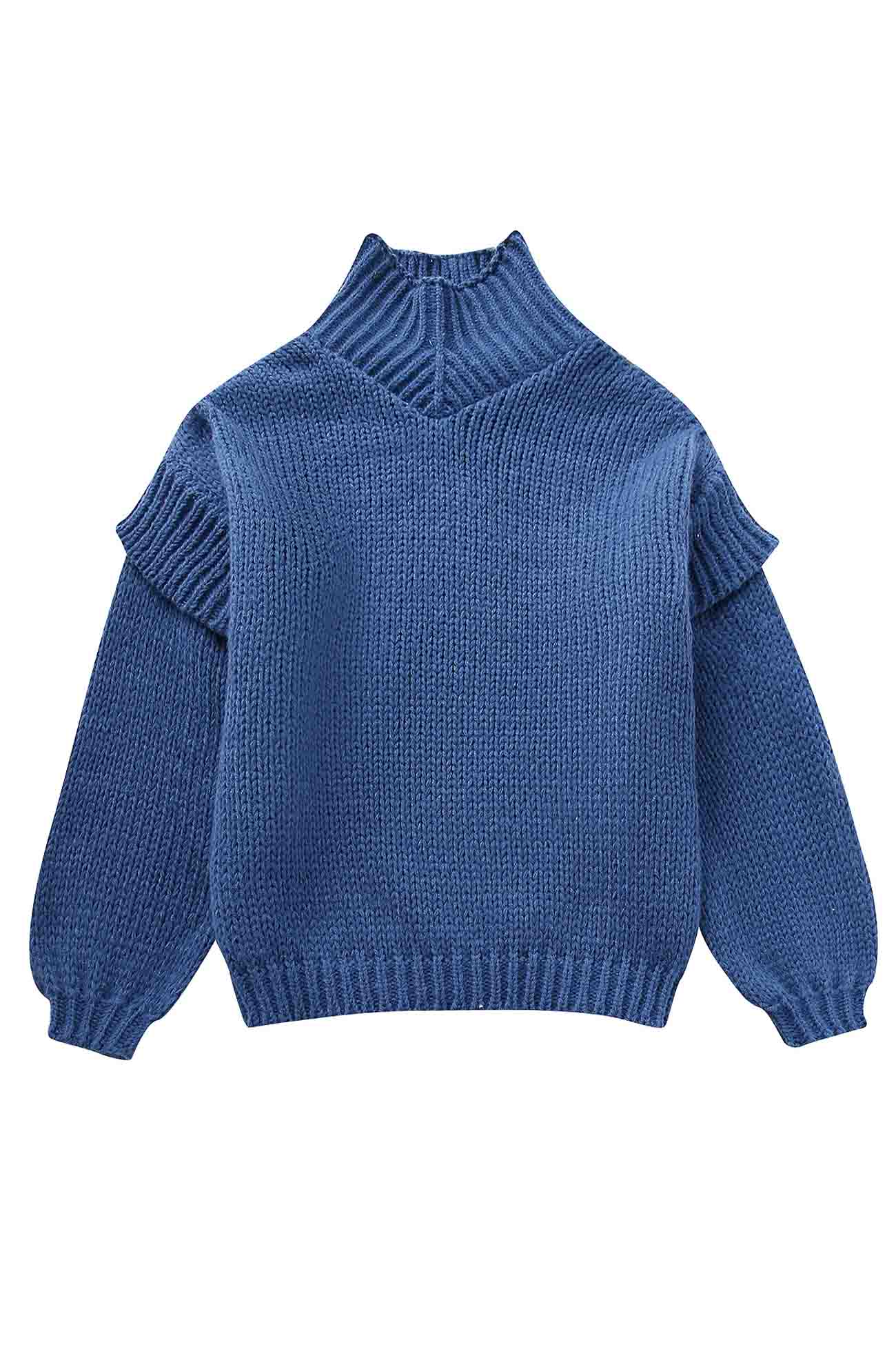 Stilla | Ensfarvet Pullover Med Lange Ærmer Og Pseudokrave