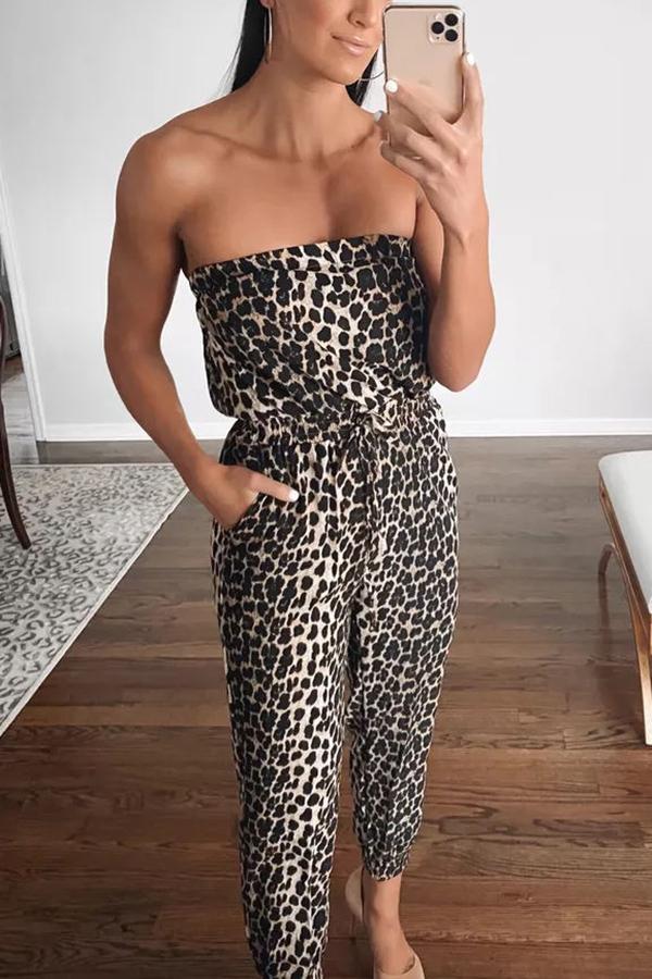Stilla | Lomme Off Shoulder Leopard Jumpsuit Online nu