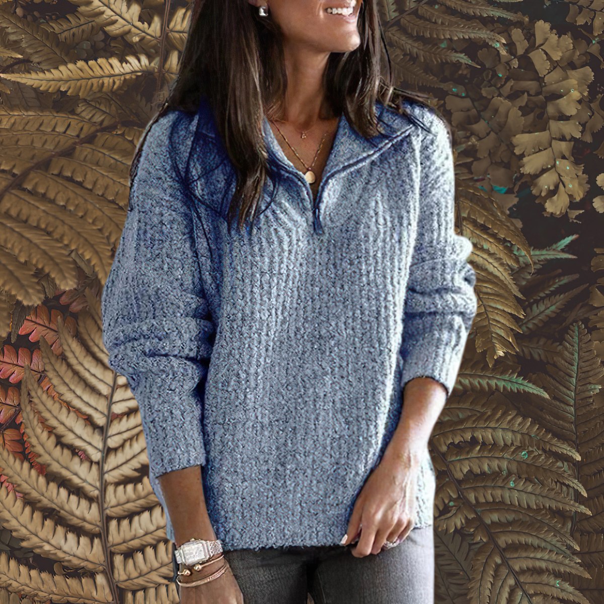 Stilla | Oversized Trøje Med Halv Lynlås Online Hot Salg