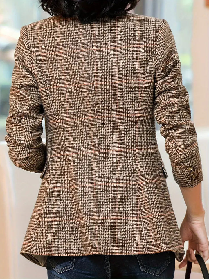 Stilla | Rutet Blazer Med Revers Og En Knap