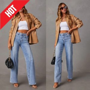 Stilla | Bred Damejeans Med Patchwork