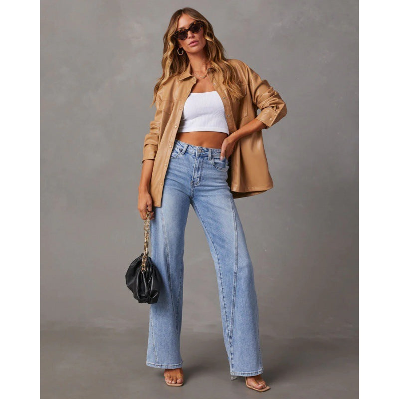 Stilla | Bred Damejeans Med Patchwork