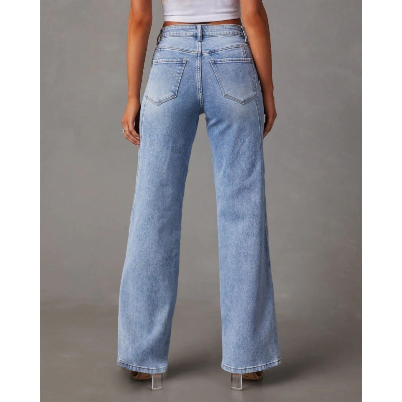 Stilla | Bred Damejeans Med Patchwork