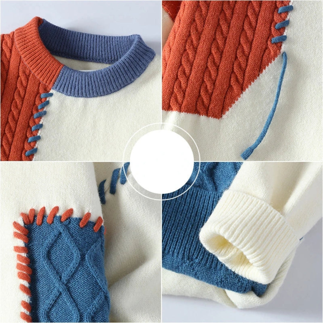 Stilla | Pullover Patchwork Af Højkvalitets Strikvarer For Maksimal Komfort