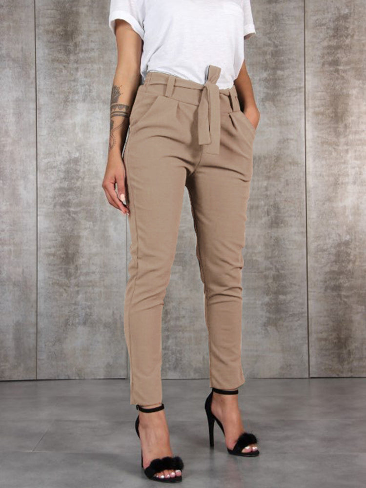 Stilla | Silke Chiffon Slim-fit Bukser Med Elastisk Talje Og Taljebånd