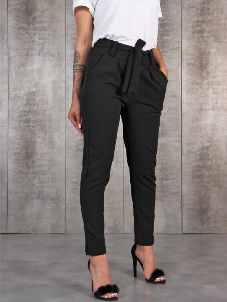 Stilla | Silke Chiffon Slim-fit Bukser Med Elastisk Talje Og Taljebånd