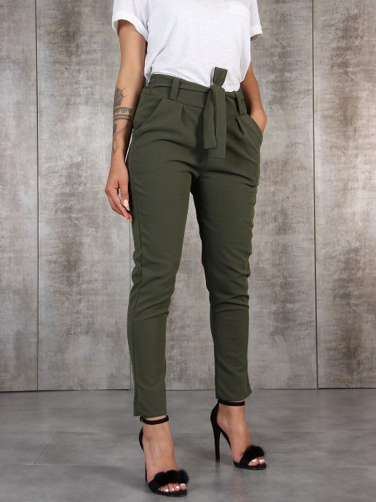 Stilla | Silke Chiffon Slim-fit Bukser Med Elastisk Talje Og Taljebånd
