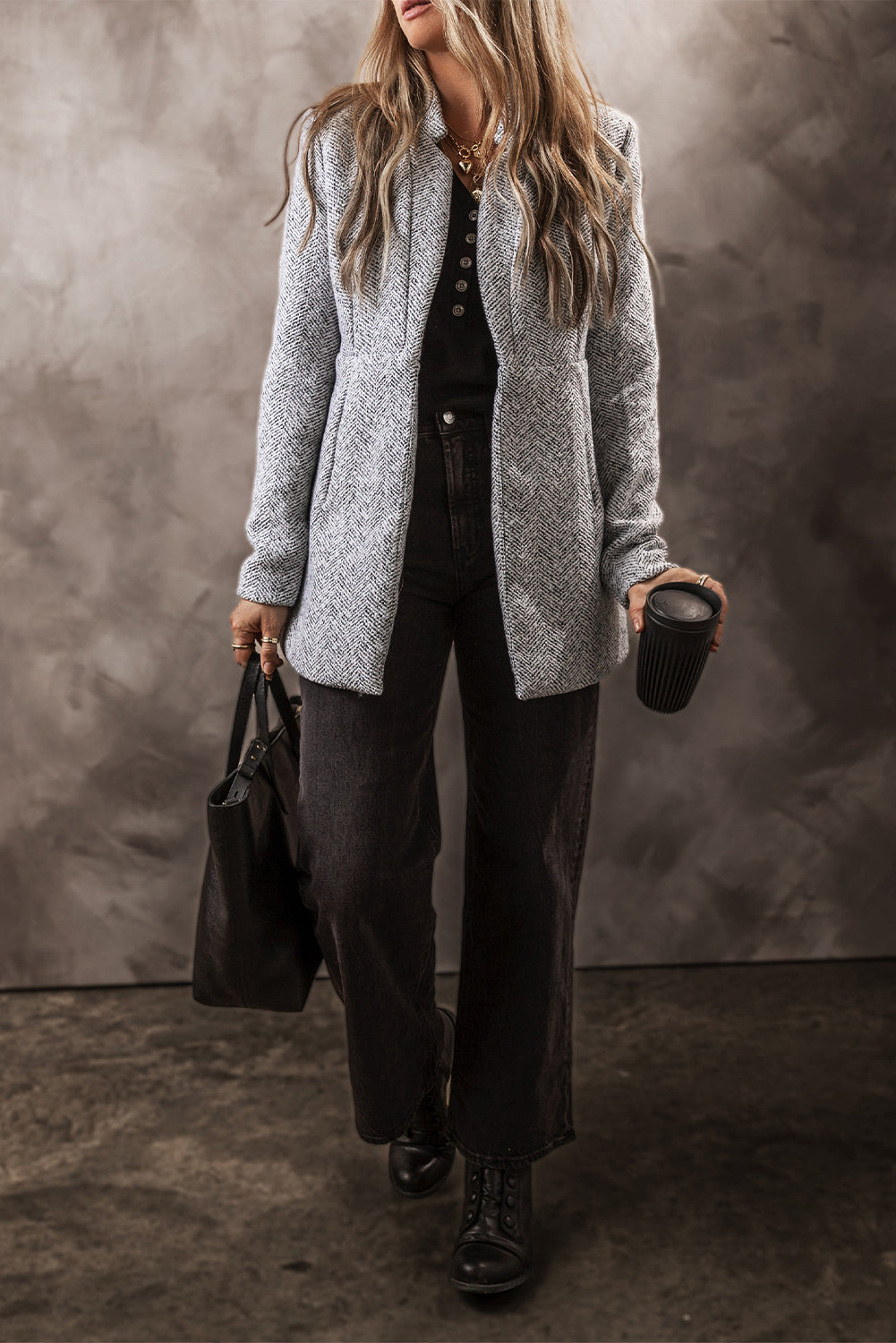 Stilla | Herringbone Jakke Uldblanding Klassisk & Komfortabel