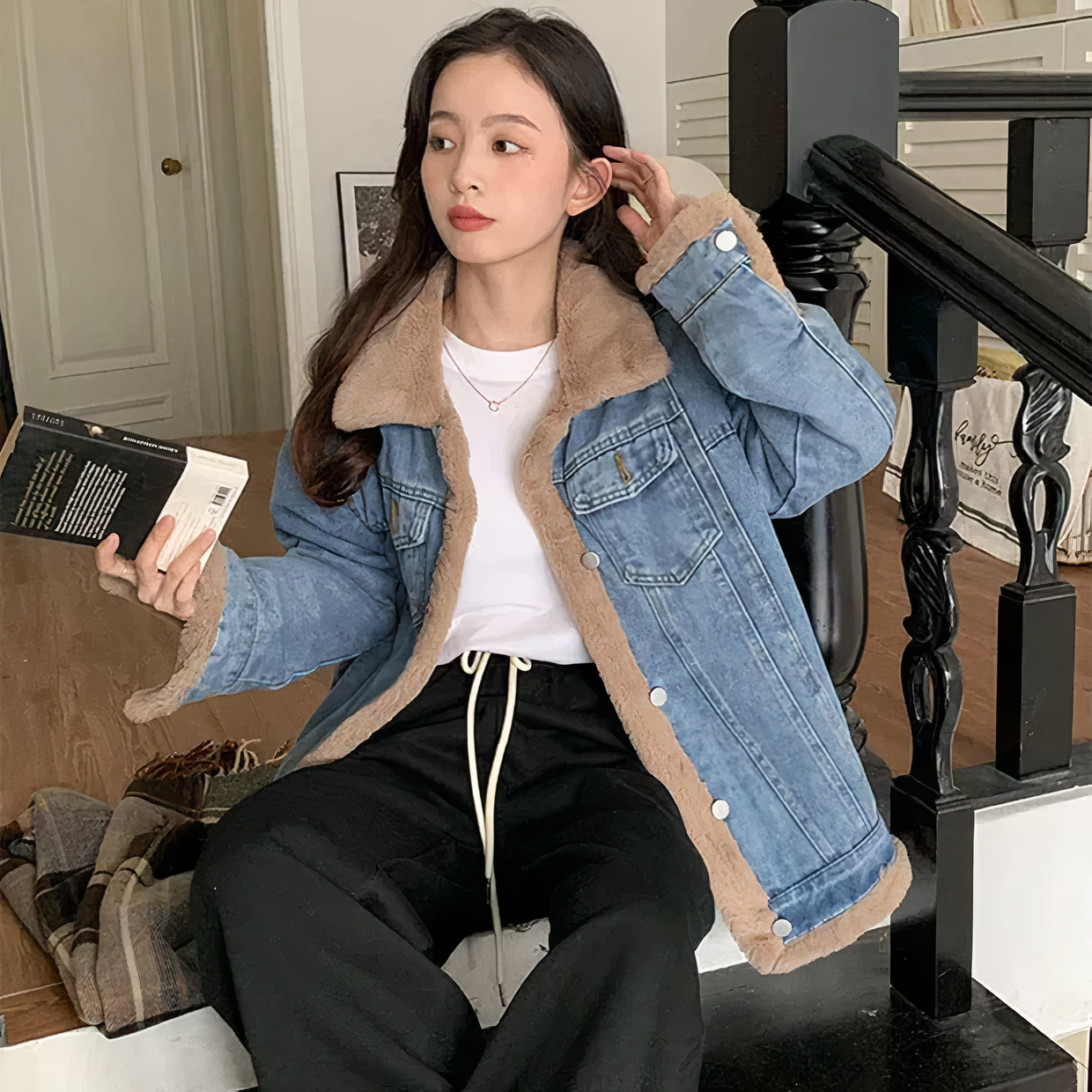 Stilla | Jakke i Fleece Denim Online salg