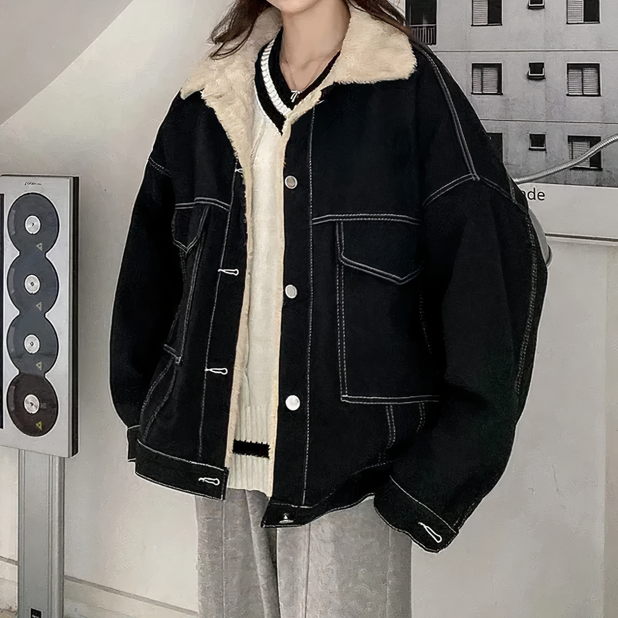 Stilla | Jakke i Fleece Denim Online salg