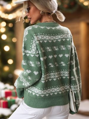 Stilla | Perfee Geometrisk Rund Hals Nedsænket Skulder Pullover