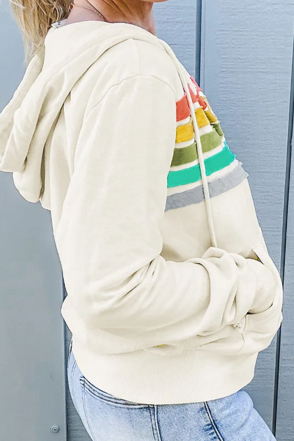 Stilla | Snørrelukning Kontrast Lynlås Lange Ærmer Hoodie