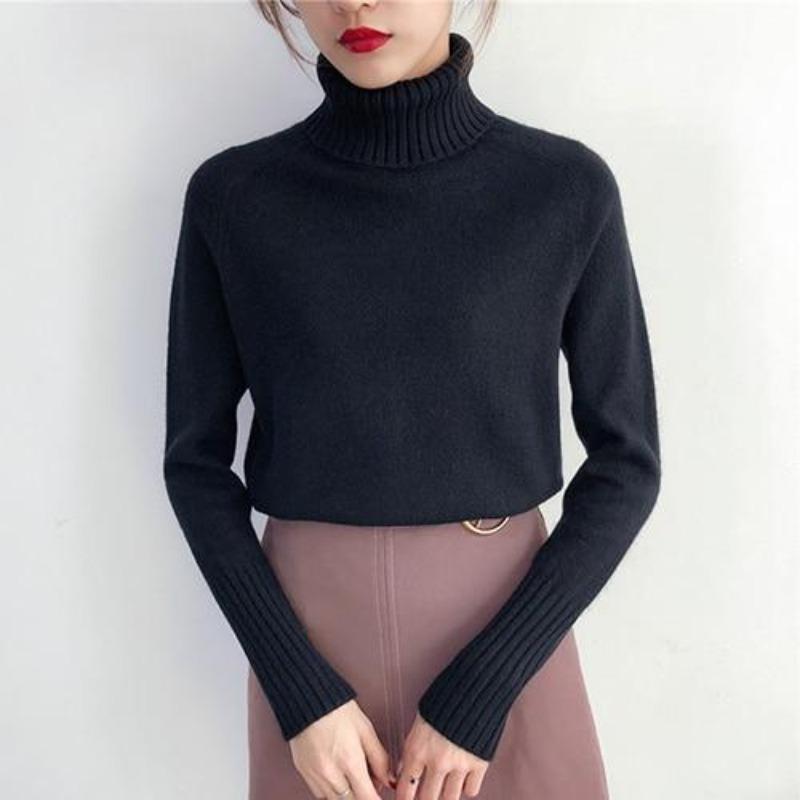 Stilla | Efterårsstriktrøje Med Lange Ærmer Og Turtleneck Til Damer