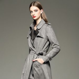 Stilla | Elegant Mellemlang Slim Fit Suede Vindjakke