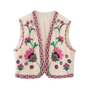 Stilla | Vintage blomst broderet vest til damer
