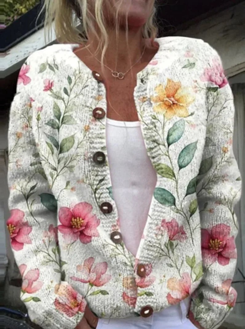 Stilla | Blomster Print Strikketrøje Hot på udsalg