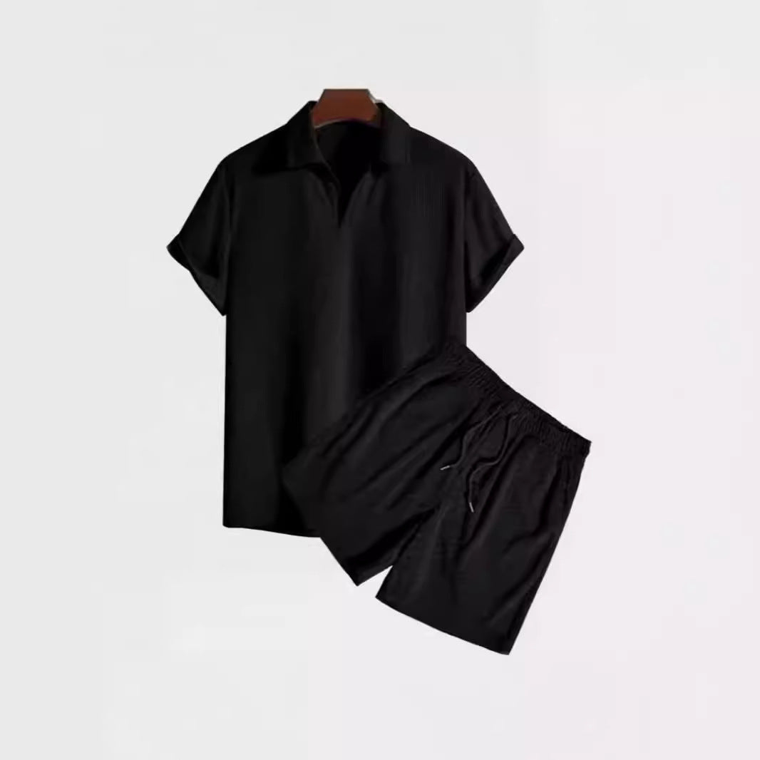 Stilla | Fritidsdragt i kord med kortærmet skjorte og shorts
