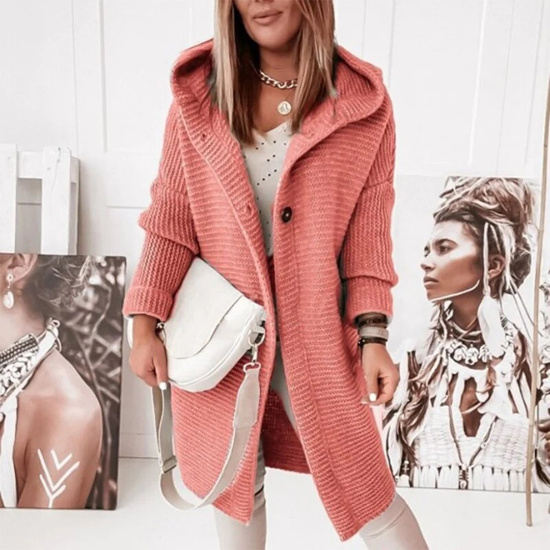 Stilla | Lang Strikket Cardigan med Hætte