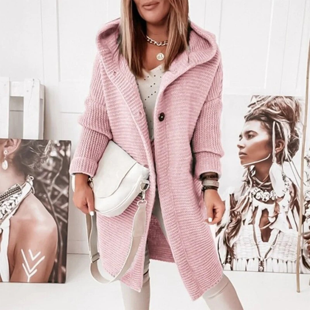 Stilla | Lang Strikket Cardigan med Hætte
