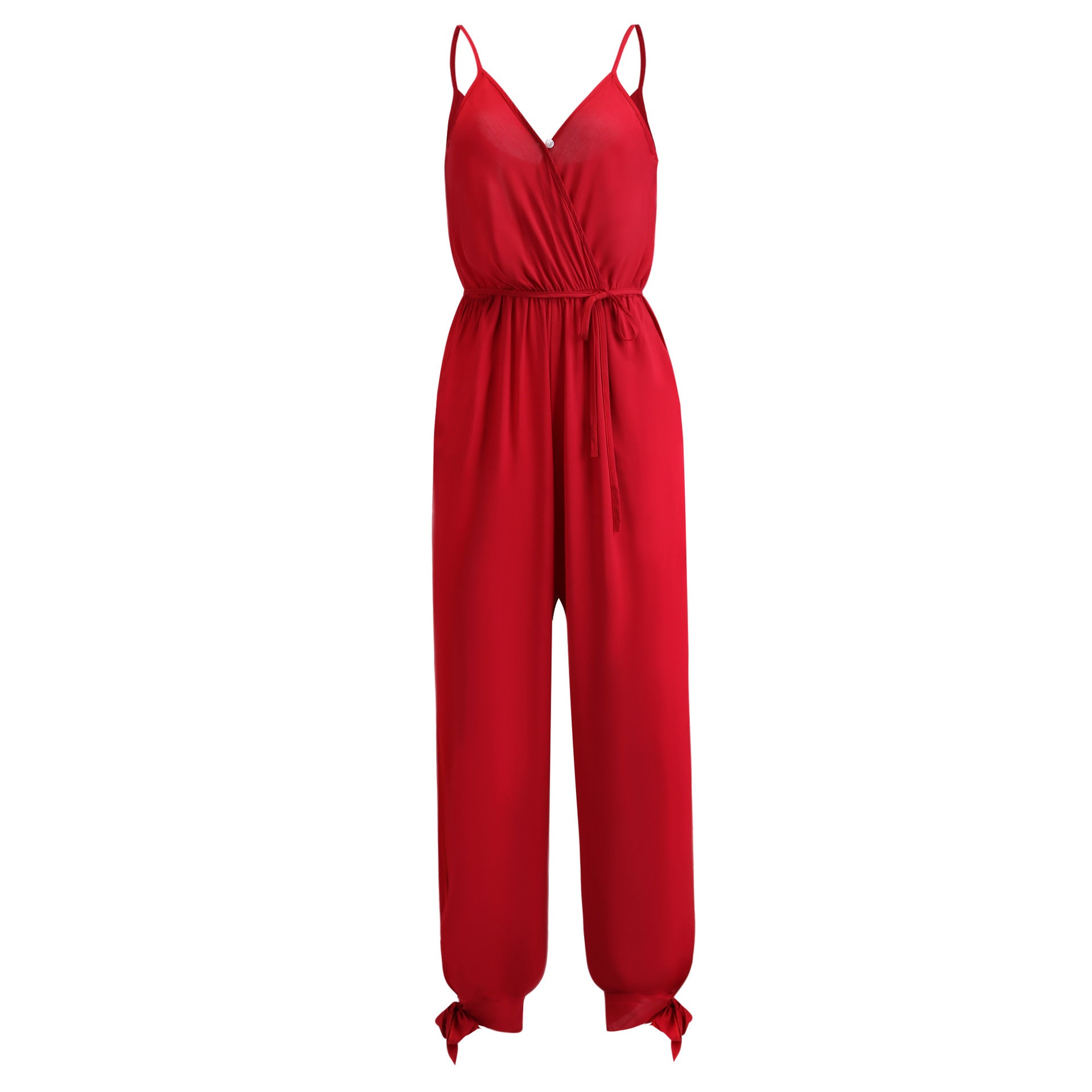 Stilla | Rygfri Dybt V-udskæring Strop Lang Jumpsuit Hot på udsalg