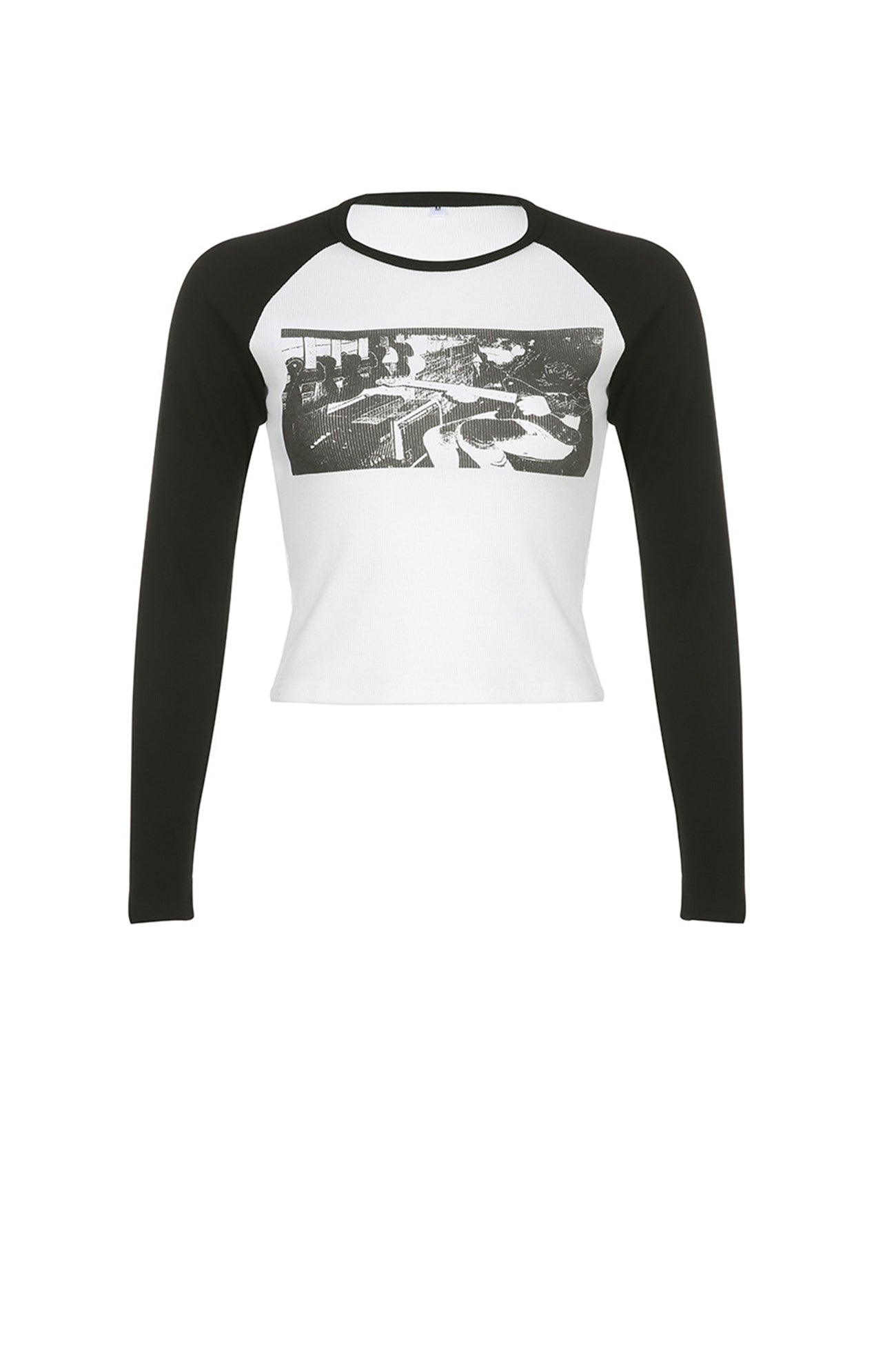 Stilla | Langærmede T-shirt med kontrasterende vintagedrukker