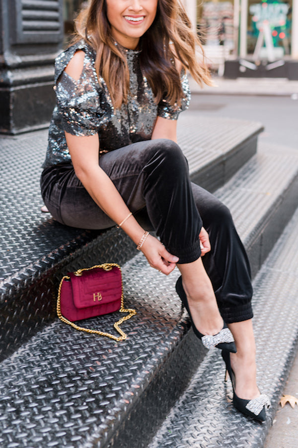 Stilla | Midnat Drømme Lomme Elastisk Talje Velvet Joggers