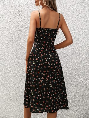 Stilla | Polka Dot Print Stropkjole Med Sexet Slids Til Damer