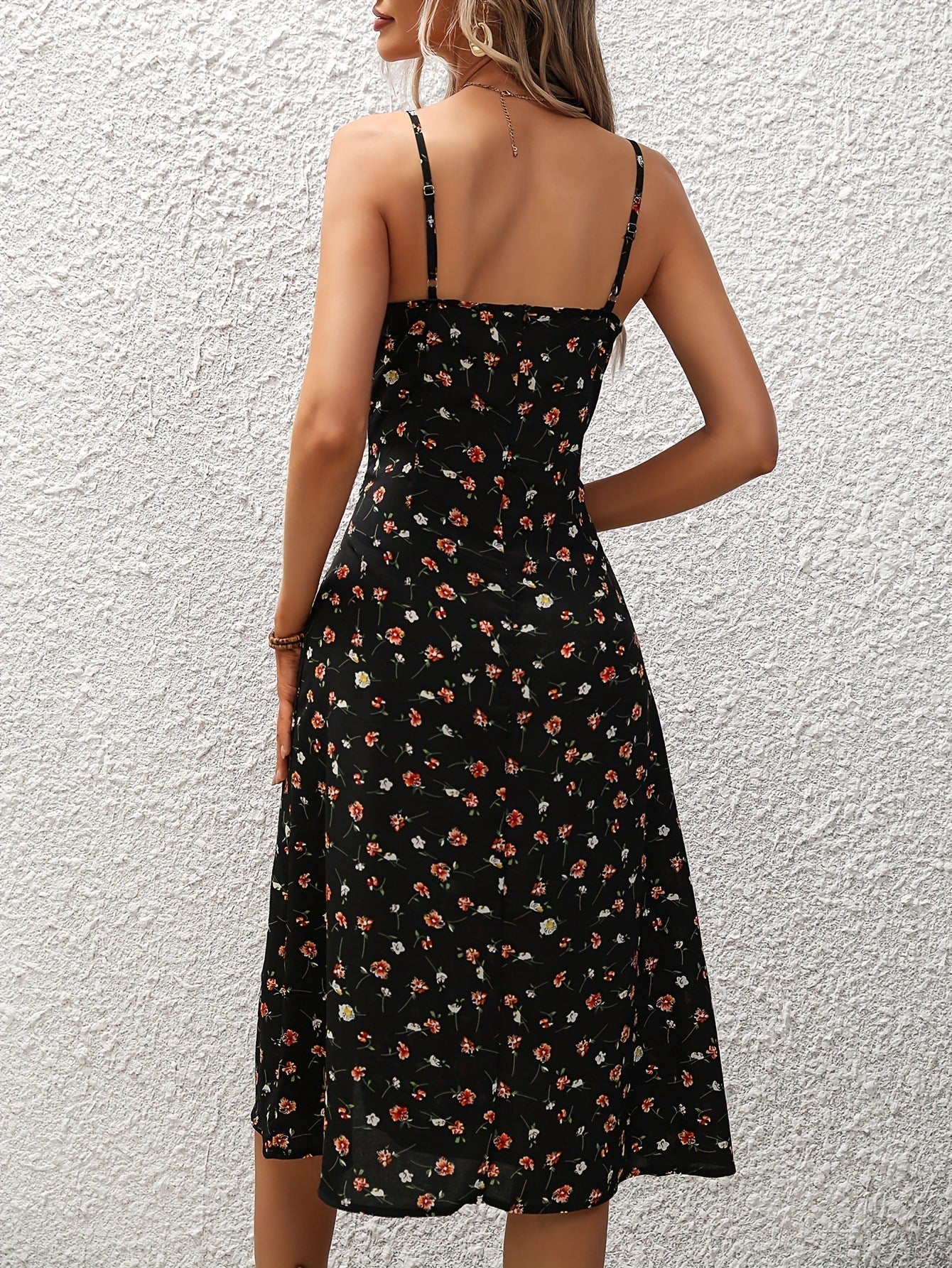 Stilla | Polka Dot Print Stropkjole Med Sexet Slids Til Damer