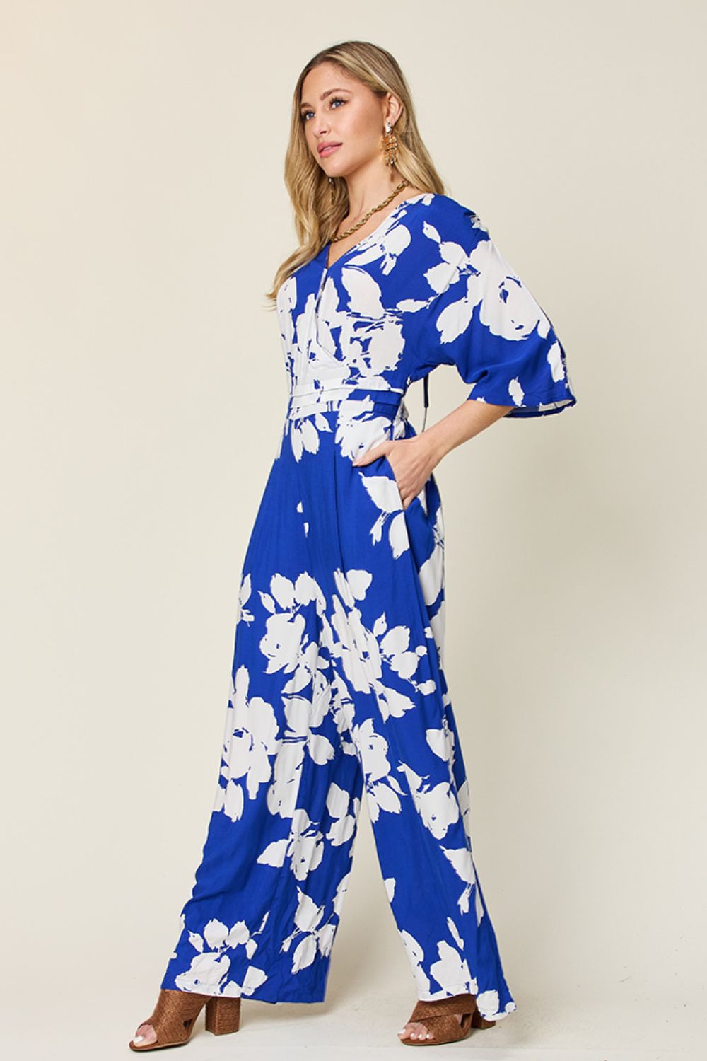 Stilla | Tag Full Size Trykt Bånd Bag Bred Ben Jumpsuit
