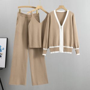 Stilla | Uanstrengt Elegant Strik Sæt Tre-delt Outfit Til Kvinder