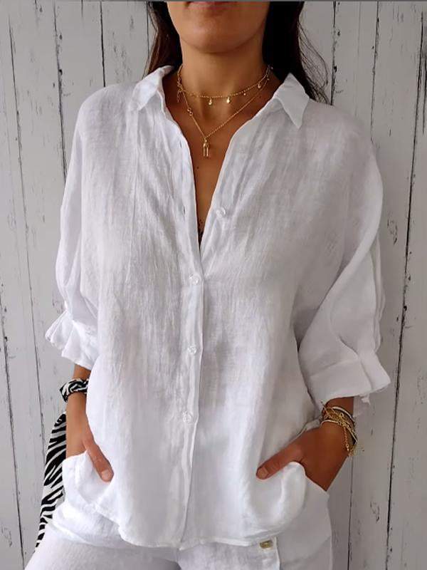 Stilla | Relaxed Fit Bomulds Linned Sommer Skjorte